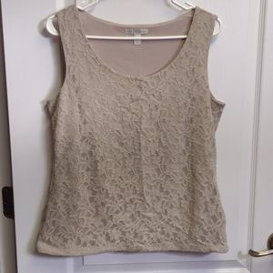DANA Buchman Lace Overlay Sleeveless Top